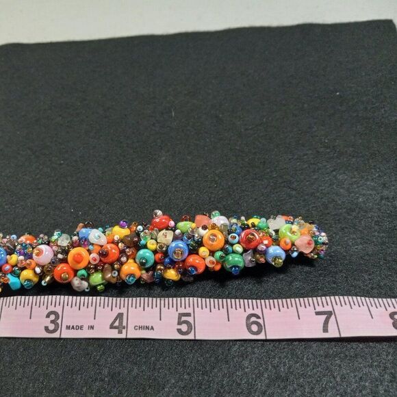 Woven Beaded Magnetic Bracelet Work of Art Handcrafted Cottagecore Kitsch Chic - Picture 3 of 8